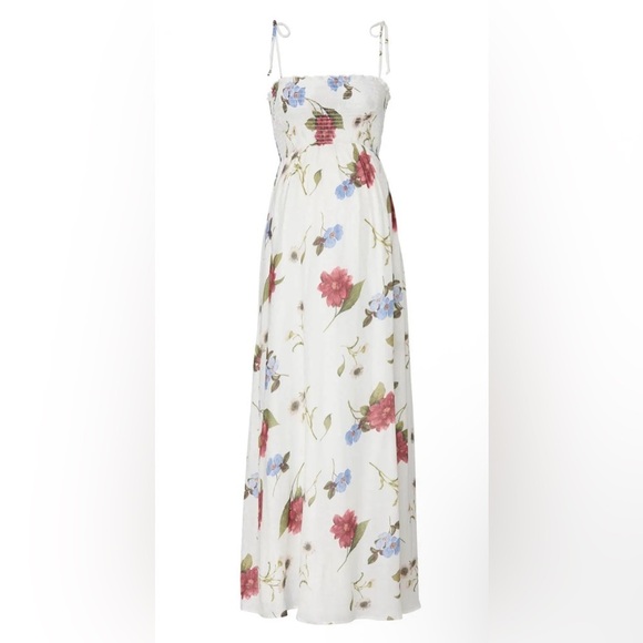 Show Me Your MuMu Dresses & Skirts - Show Me Your MUMU Floral Maggie Maxi Dress W/ Smocking & Tie Straps Size Small